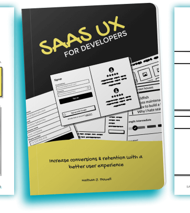 an image of the book cover and contents from 'SaaS UX for Developers